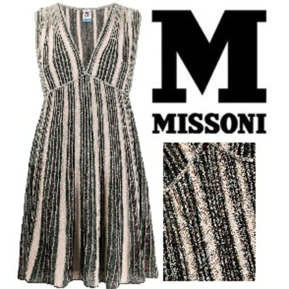 ✅ NWT M Missoni Collection Metallic Striped Dress Size 44 (IT) = US8 $650 NWT's - Picture 1 of 14